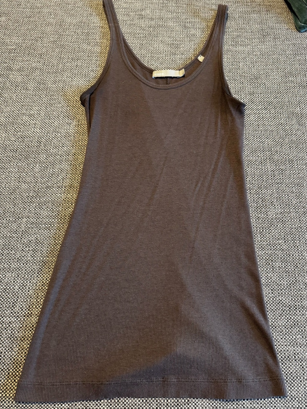 Vince Dark Brown Ribbed Mini Tank Dress